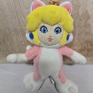 Plush Cat Toy with Pink and Yellow Accents